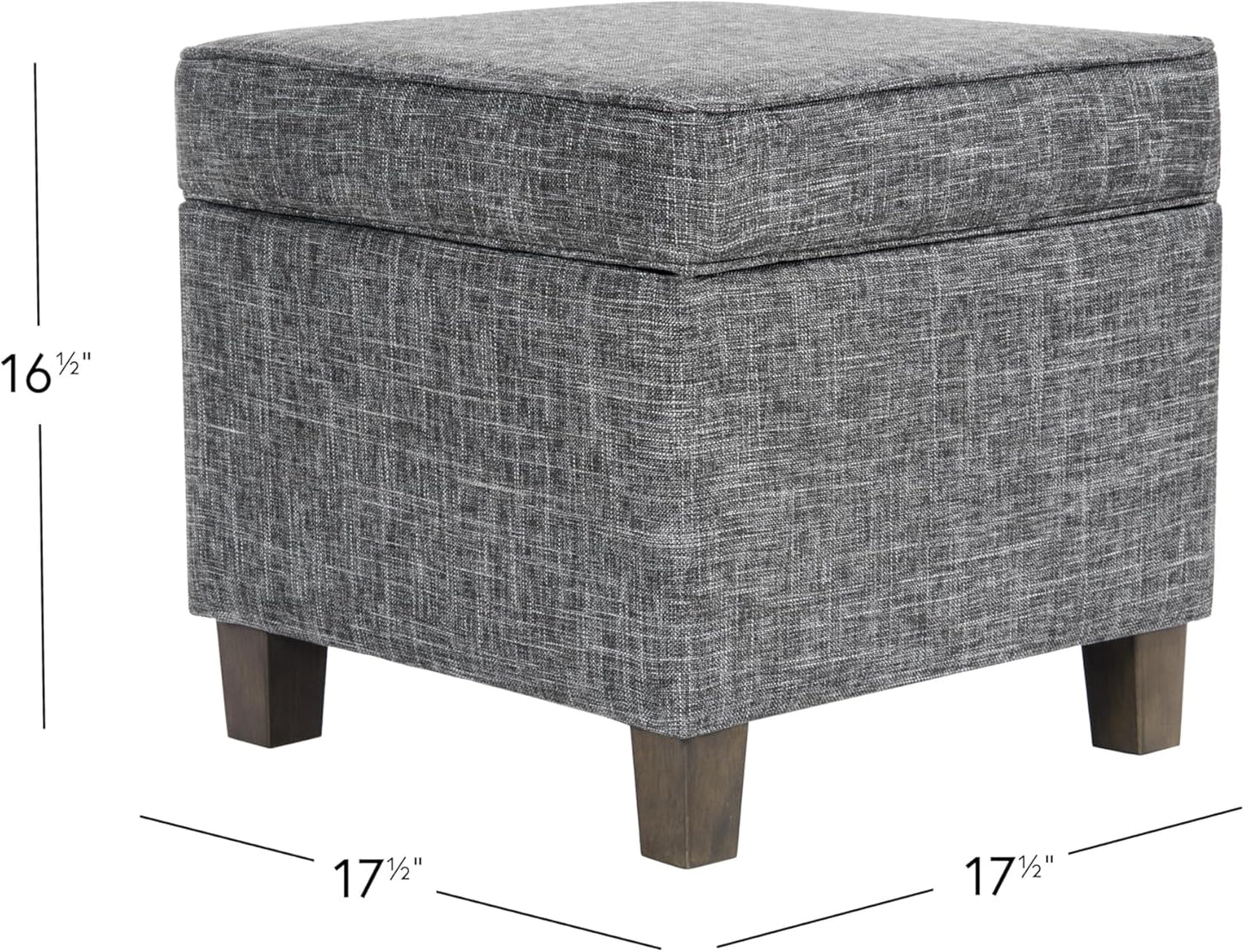 HomePop Home Decor | K7342-F2182 | Classic Square Storage Ottoman with Lift Off Lid | Ottoman with Storage for Living Room & Bedroom, Slate Grey Large