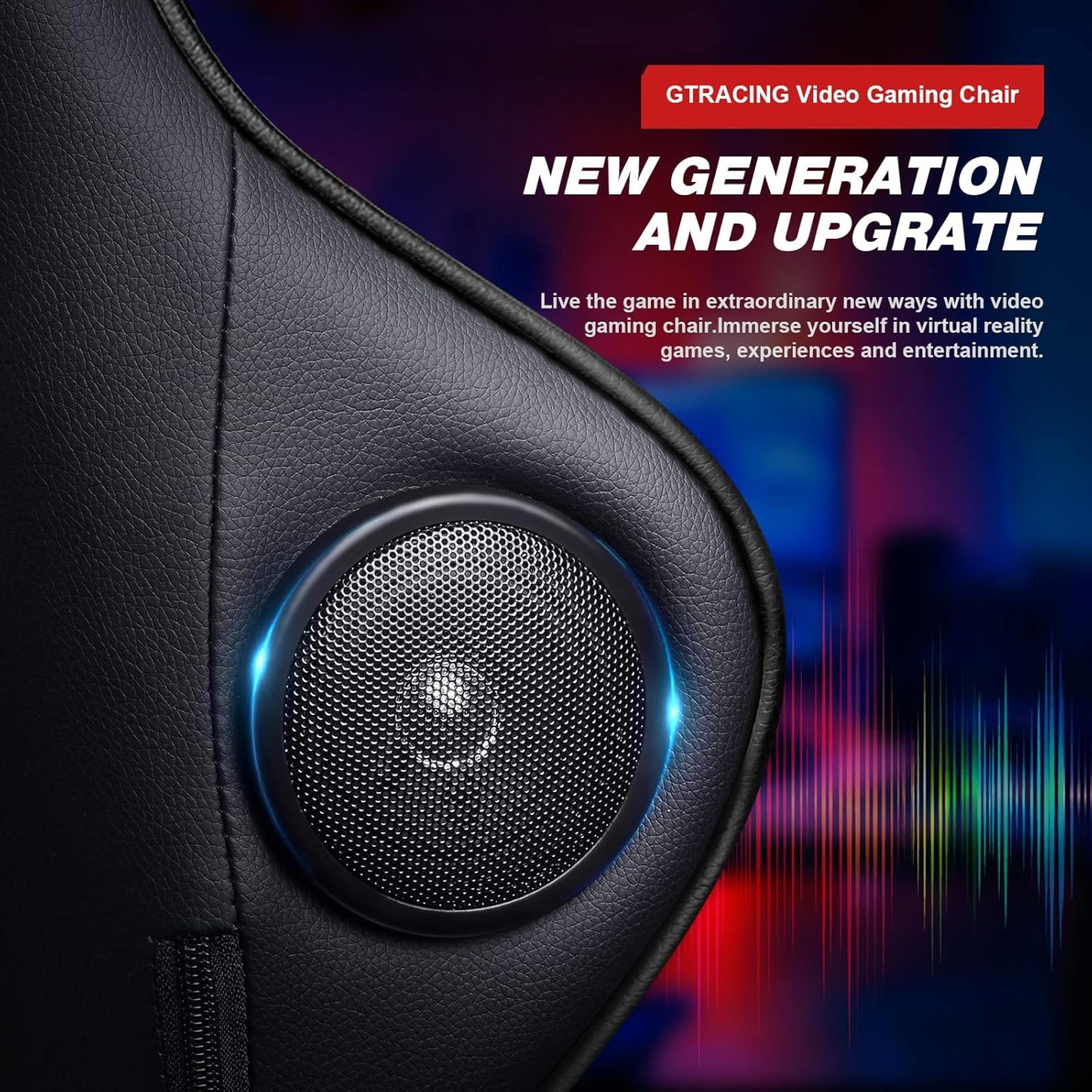 GTRACING Gaming Chair with Footrest Speakers Video Game Chair Bluetooth Music Heavy Duty Ergonomic Computer Office Desk Chair