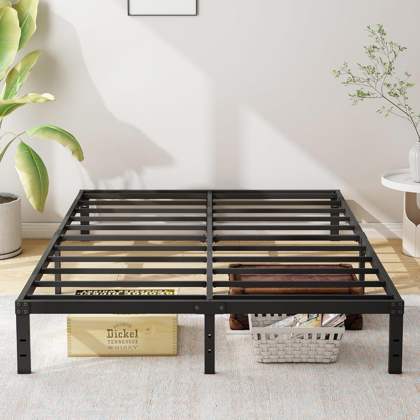 10 Inch King Size Bed Frame, Platform Metal Bed Frame King Heavy Duty Steel Slat Mattress Foundation, No Box Spring Needed, Easy Assembly, Noise-Free, Black