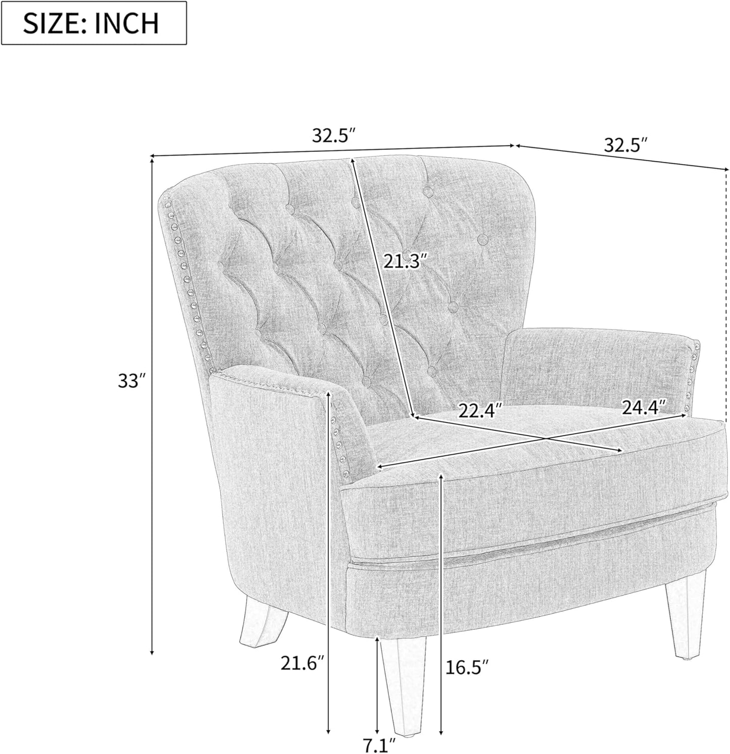 Ball & Cast Accent Chair,Mid-Century Lounge Living Room Chairs with Button Tufting,Upholstered Reading Accent Chair W/Solid Wood Legs and Curved Backrest,for Bedroom,Apartment,Pink