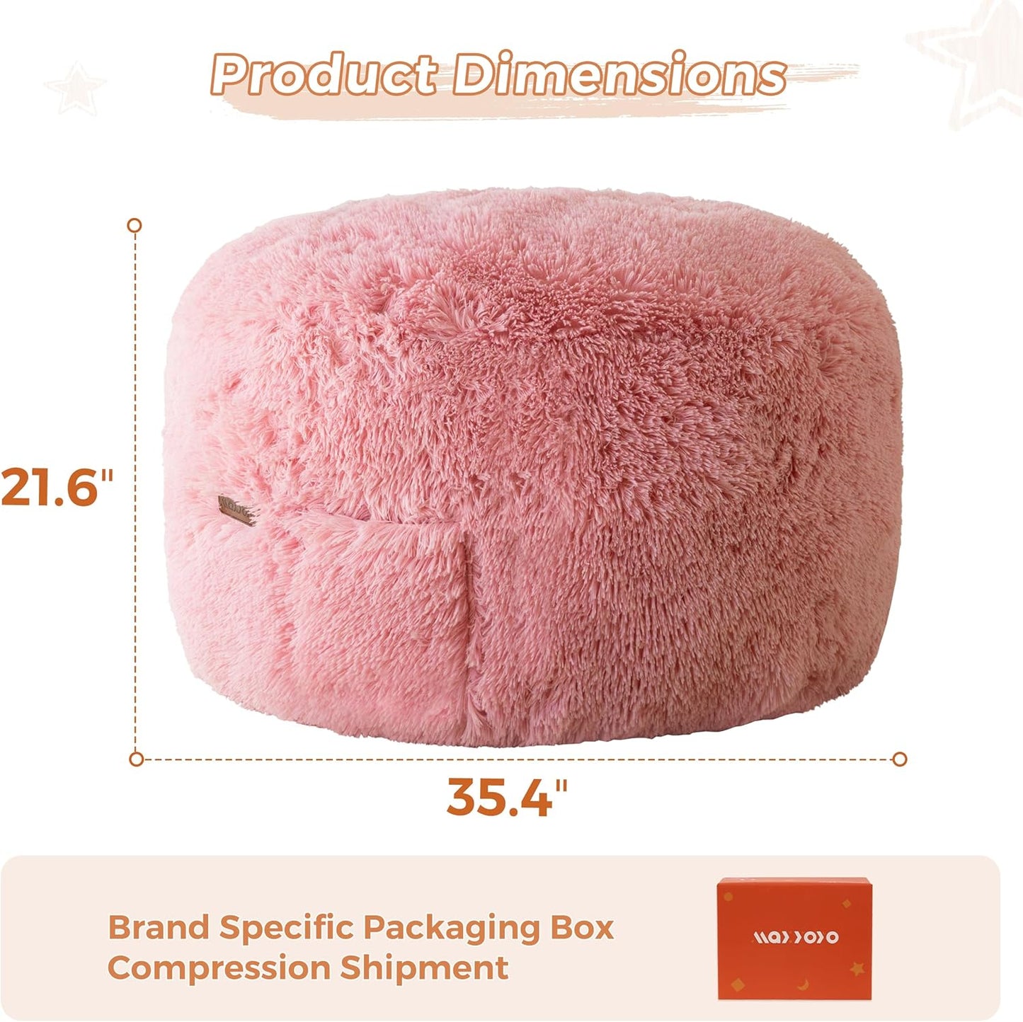 MAXYOYO Kids Bean Bag Chair, Stuffed Faux Fur Bean Bag for Toddler, Ultra Soft Floor Sofa with High-Density Foam Filling, Lazy Chair for Living Room, Playroom, Nursery Room