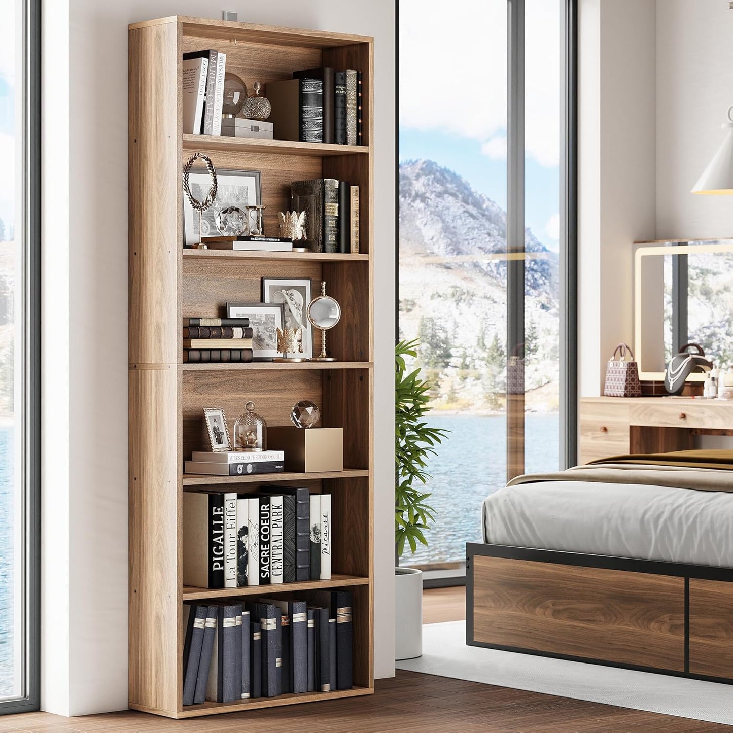 IRONCK Bookshelves and Bookcases Floor Standing 6 Tiers Display Storage Shelves 70 in Tall Bookcase Home Decor Furniture for Home Office, Living Room, Bed Room