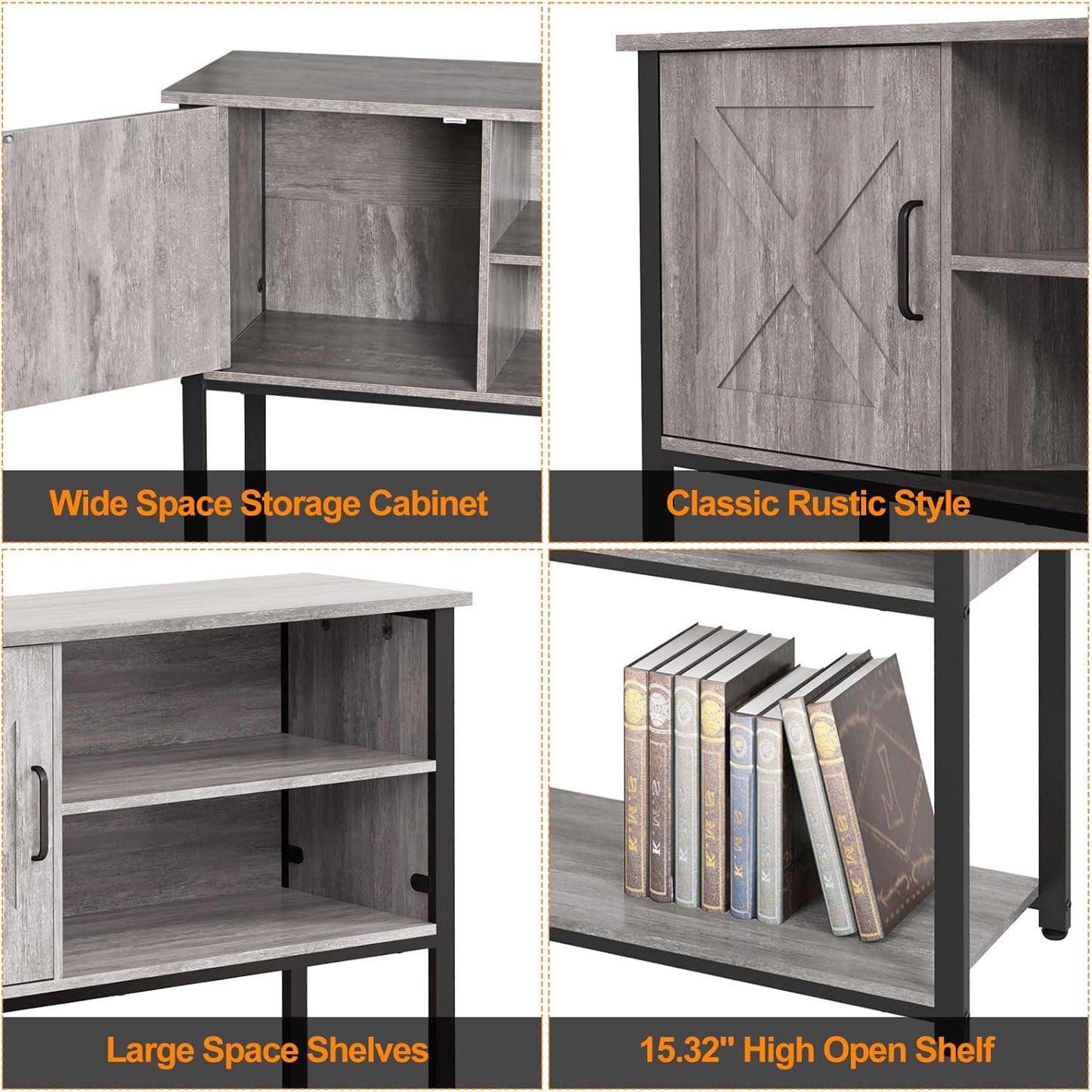 41" Console Table with Storage Cabinet, Sofa Table with Storage Shelves, Coffee Bar Table, Sofa Entryway Tables for Entry Way, Behind Couch Table for Living Room Hallway, Gery