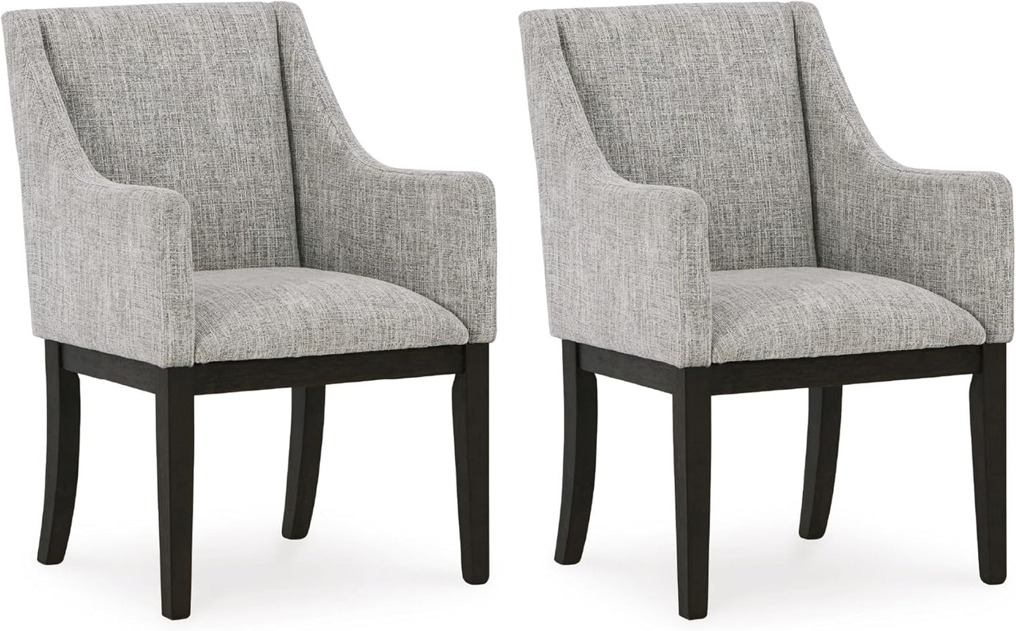 Signature Design by Ashley Burkhaus Traditional Dining Upholstered Arm Chair, 2 Count, Gray & Dark Brown
