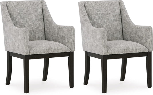 Signature Design by Ashley Burkhaus Traditional Dining Upholstered Arm Chair, 2 Count, Gray & Dark Brown