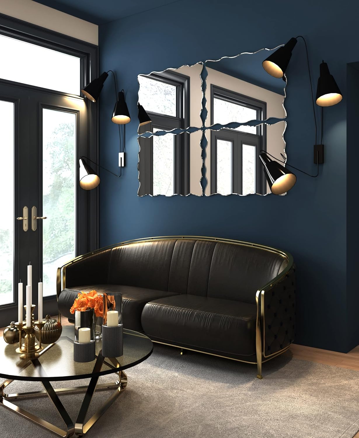 KOHROS Wavy Wall Mirror Frameless Bathroom Mirrors for Over Sink 18” x 24" Beveled Edge Mirror for Vanity and Entryway Hang Horizontally or Vertical