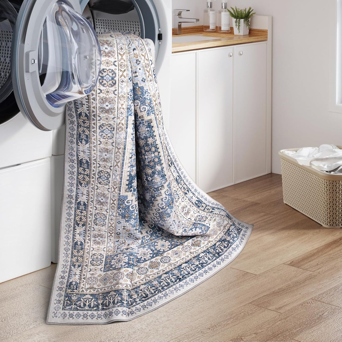 zesthome Runner Rug 2x5 - Stain Resistant Machine Washable Rug, Non Slip Vintage Hallway Runner Rugs, Low Pile Lightweight Runners for Kitchen, Entryway and Corridor