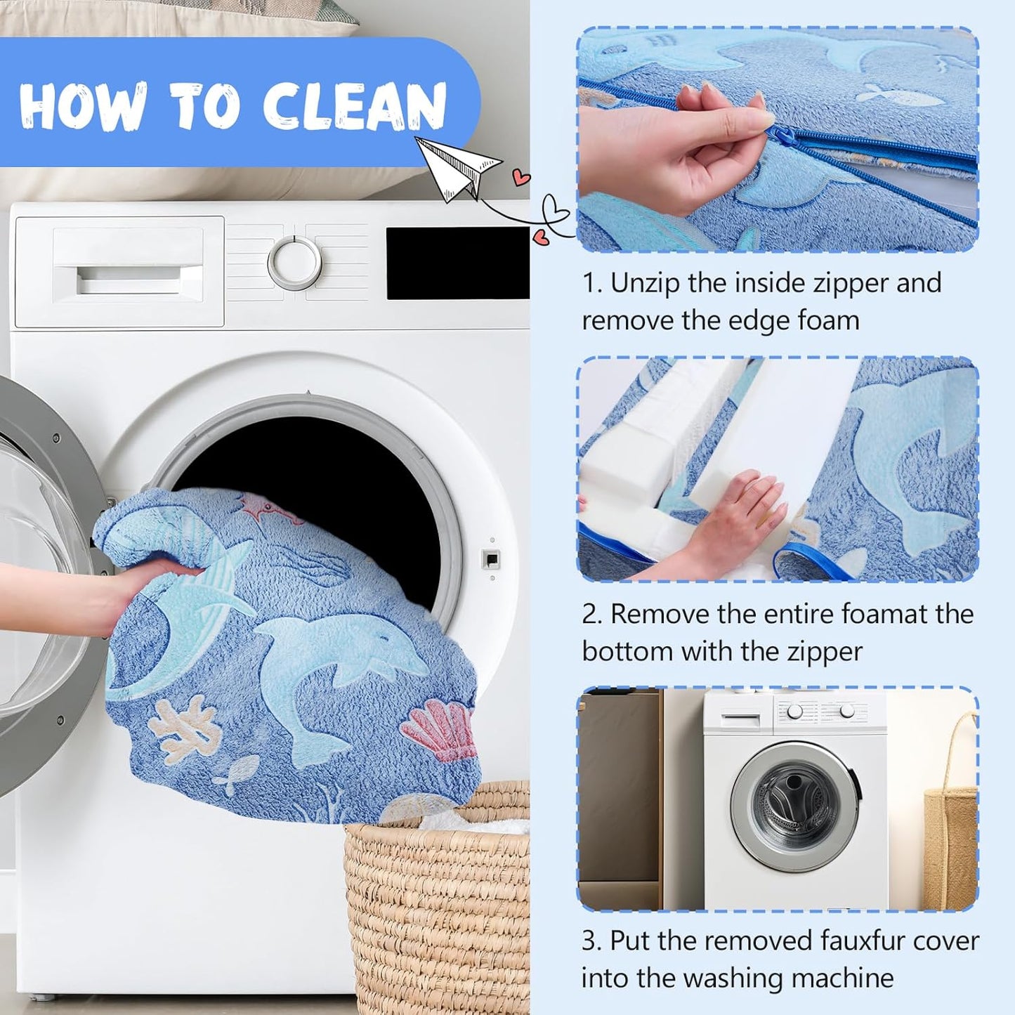 Toddler Chair Comfy,2-in-1 Soft Toddler Couch Fold Out for Kids,Convertible Sofa to Lounger,Gift for Girls and Boys Birthday,Ocean