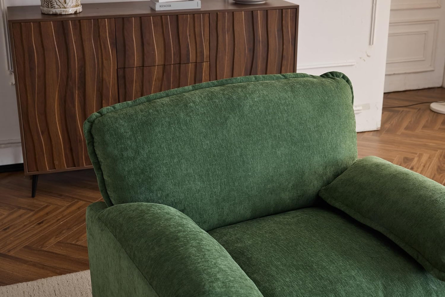 Ball & Cast 38" Oversized Chenille Lounge Chair,Reading Armchair with Thick Comfort Cushions,High Back Support & Wide Seat,Perfect Accent Chair for Modern Living Room,Bedroom,Green