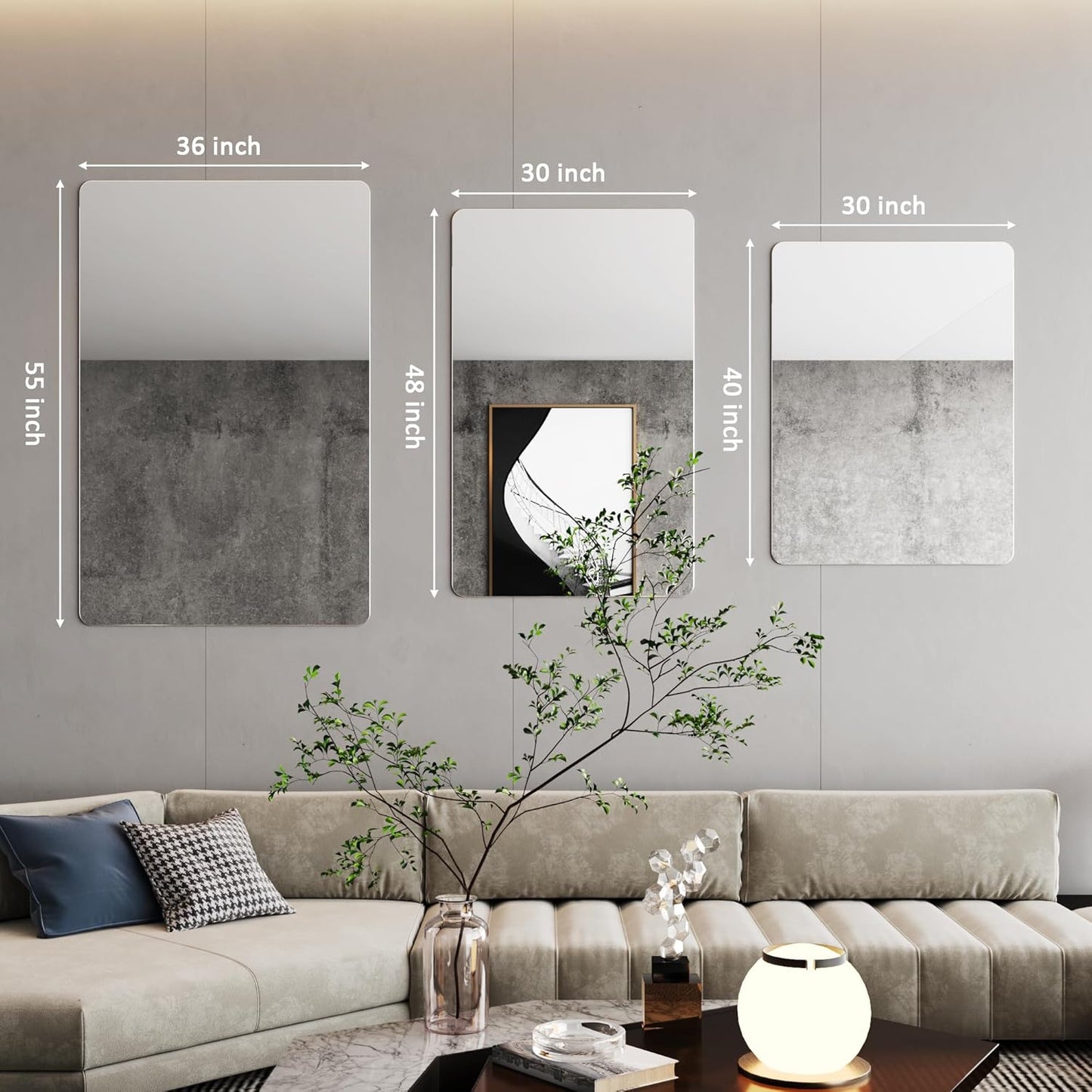 30x48 Bathroom Mirrors for Vanity,Wall Mirrors for Living Room,Frameless Wall Mirrors,Bathroom Mirror for Over Sink