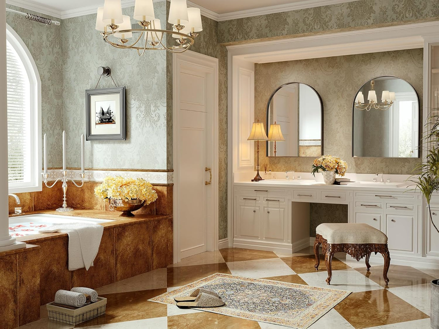 Brightify Arched Mirror, Arched Wall Mirror, 32 x 40 Inch Black Arch Mirror, Metal Frame Black Bathroom Mirror, Arched Top Bathroom Vanity Mirror for Living Room Bedroom Mantel Entryway Hallways