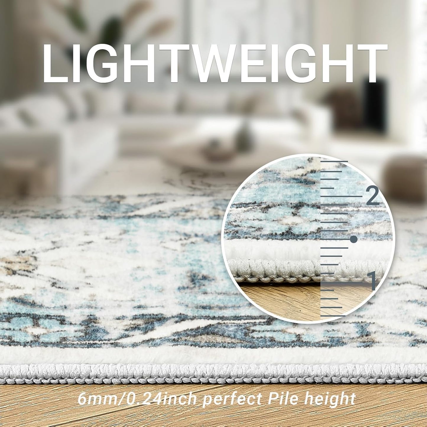 zesthome Area Rugs 6x9, Large Rugs for Living Room, Stain Resistant Washable Rug, Rugs for Bedroom with Non Slip Backing, Ultra-Thin Vintage 6x9 Area Rug