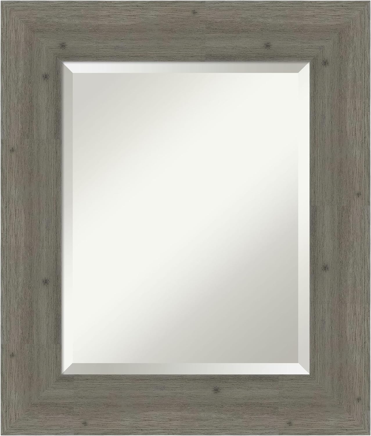 Amanti Art Grey Wall Mirror 27x23 Fencepost Grey Rectangle Bathroom Mirror for Wall Decor Living Room, Small Country Rustic Wood Frame, Hangs Horizonally and Vertically, Bathroom Decor, Beveled Edge