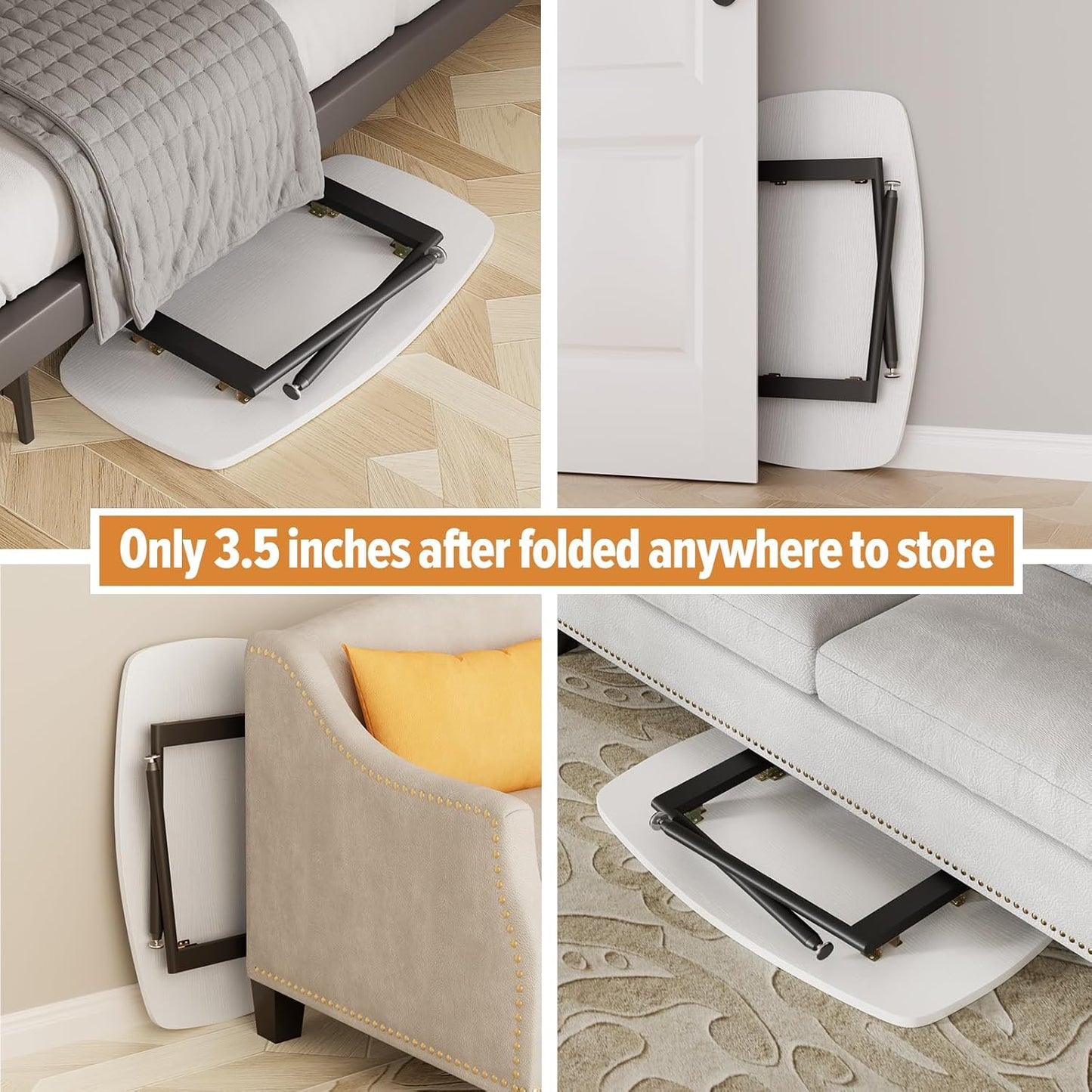 WOHOMO Foldable Coffee Table White Small Coffee Tables for Living Room Portable Simple Modern Rectangular Center Table for Small Spaces, No Assembly, 31.5 * 15.7 * 17.7IN, White