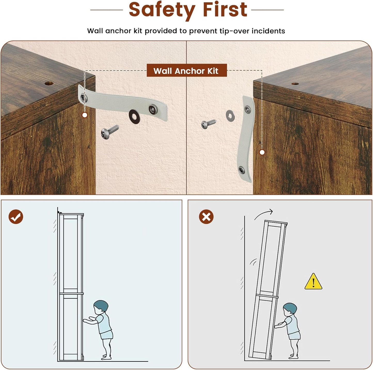 71" Tall Bookcase, 6-Tier Open Display Storage Shelves, Floor Standing Large Book Shelf for Living Room, Home Office, Bed Room, Brown