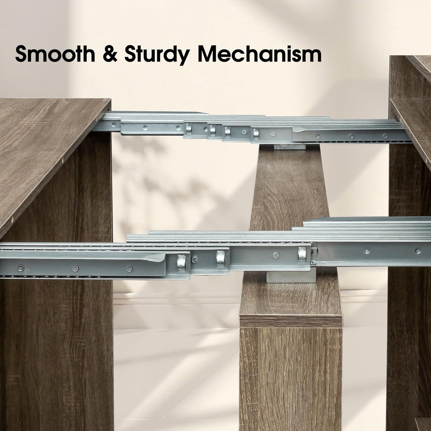 Expandable Dining Table, Convertible Table for Dining Room, Kitchen and Small Spaces, for 2-7 People(with Storage Shelf), Barnwood Brown