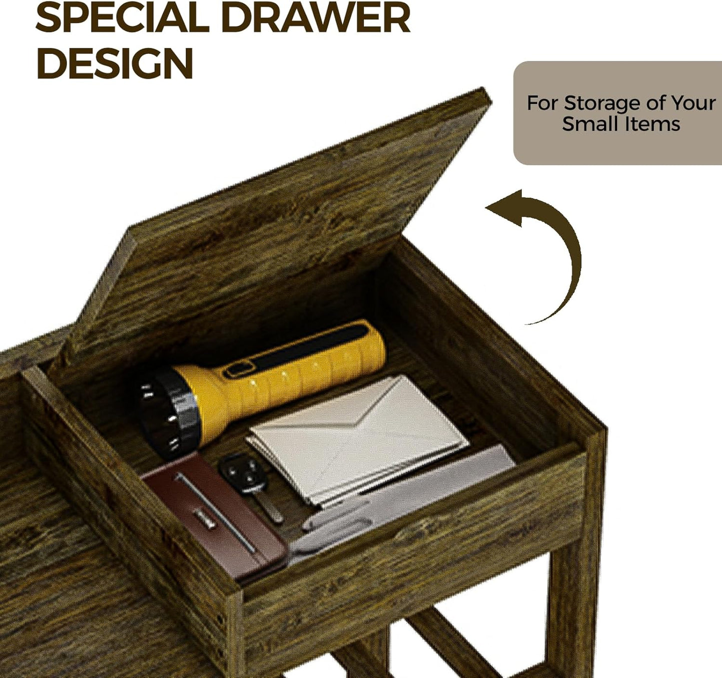 Bamworld Shoe Rack for Front Door Entrance Bamboo Shoe Organizer with Storage Box Free Standing Shoe Cabinet Wooden Shoe Storage Shelf for entryway, Closet and Doorway (Dark Brown)