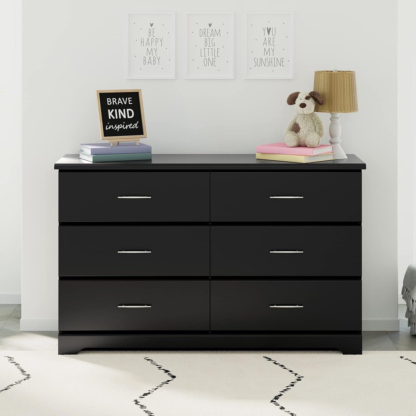 Storkcraft Brookside 6-Drawer Dresser (Black) – GREENGUARD Gold Certified, Nursery & Kids Storage, Nursery Essentials, Kids Room Storage, Durable Bedroom Dresser