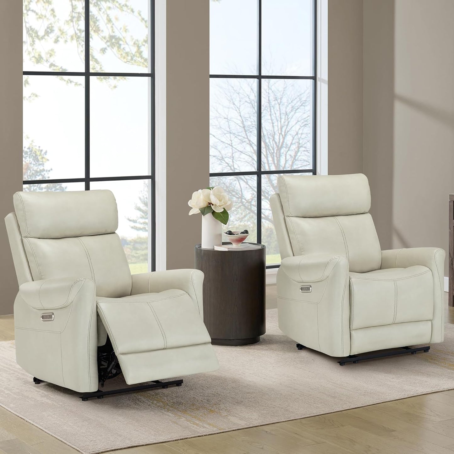 Leather Recliner Chair for Adults Wall Hugger RV Recliner with USB Charging Ports Electric Power Reclining Sofa for Living Room Home Theater Seating Bedroom