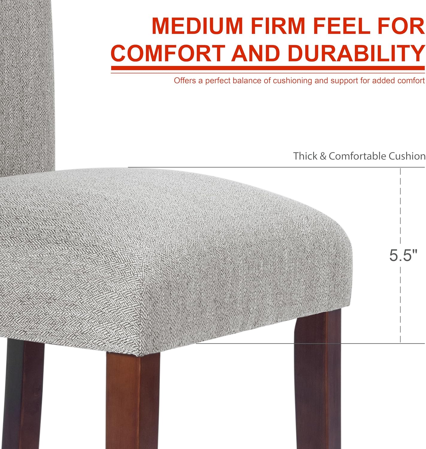 HomePop Parsons Classic Upholstered Accent Dining Chair, Single Pack, Light Grey