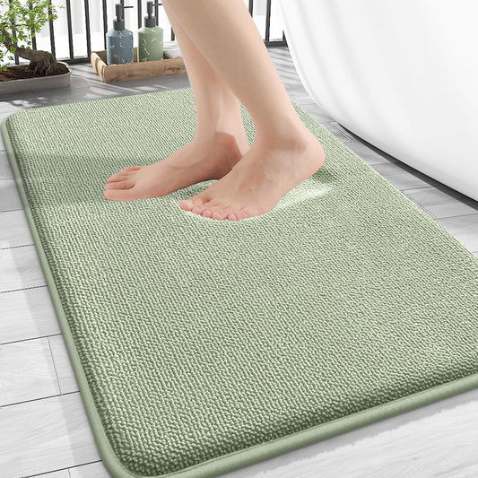 OLANLY Thick Memory Foam Bath Mat Rug 30x20, Extra Soft Absorbent Bathroom Rug, Quick Dry Bath Mats, Non-Slip, Machine Washable Carpet for Bathroom, Tub and Shower, Home Decor Accessories, Sage Green