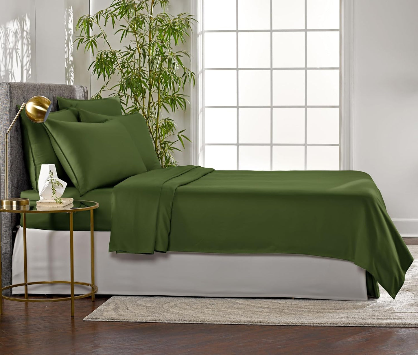 King Sheets by Pure Bamboo, Genuine 100% Organic Viscose Derived from Bamboo Bed Sheet Set, Luxuriously Soft & Cooling, Double Stitching, Lifetime Quality Promise (King, Pesto)