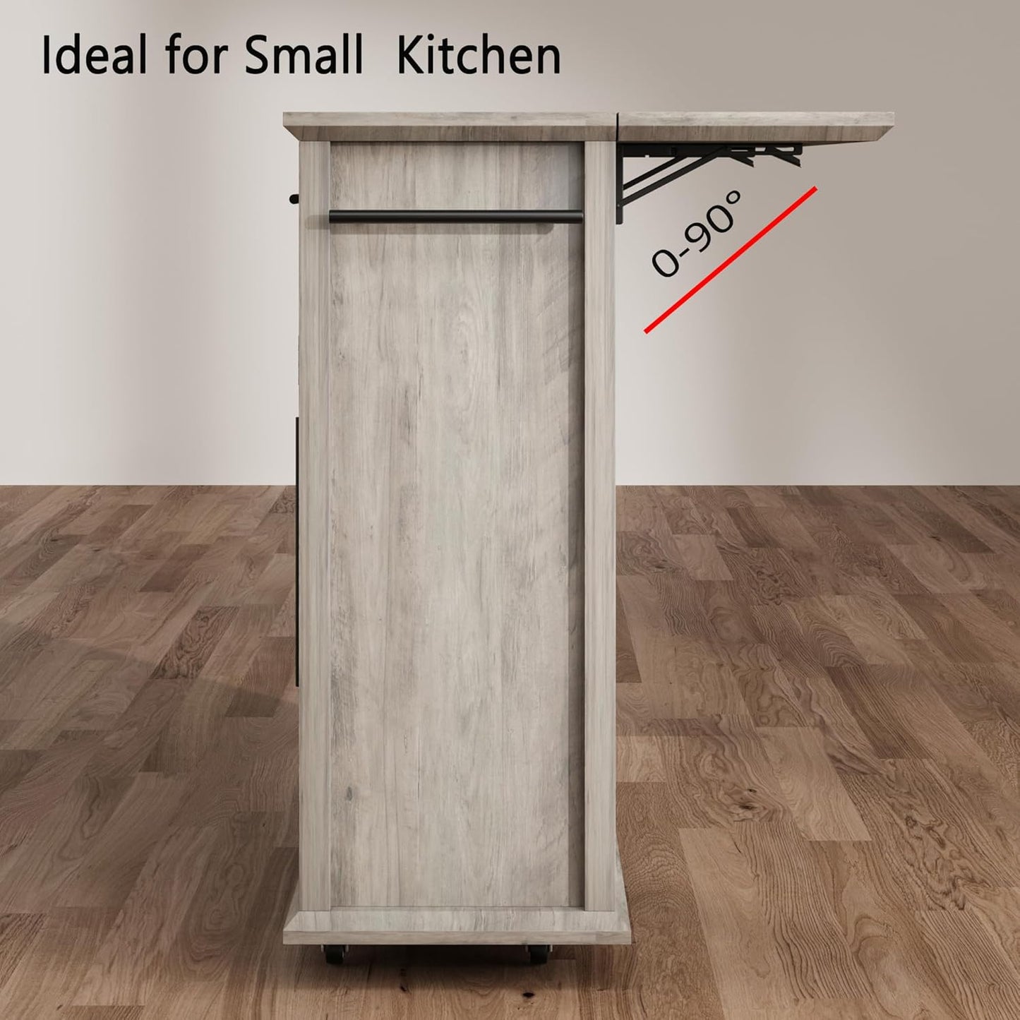 Mobile Modern Storage Island,Rolling Kitchen Island with Drop Leaf - Door Cabinet, Drawer, Bar Cart with Cabinet, Portable Cart Island Table for Kitchen,Grey