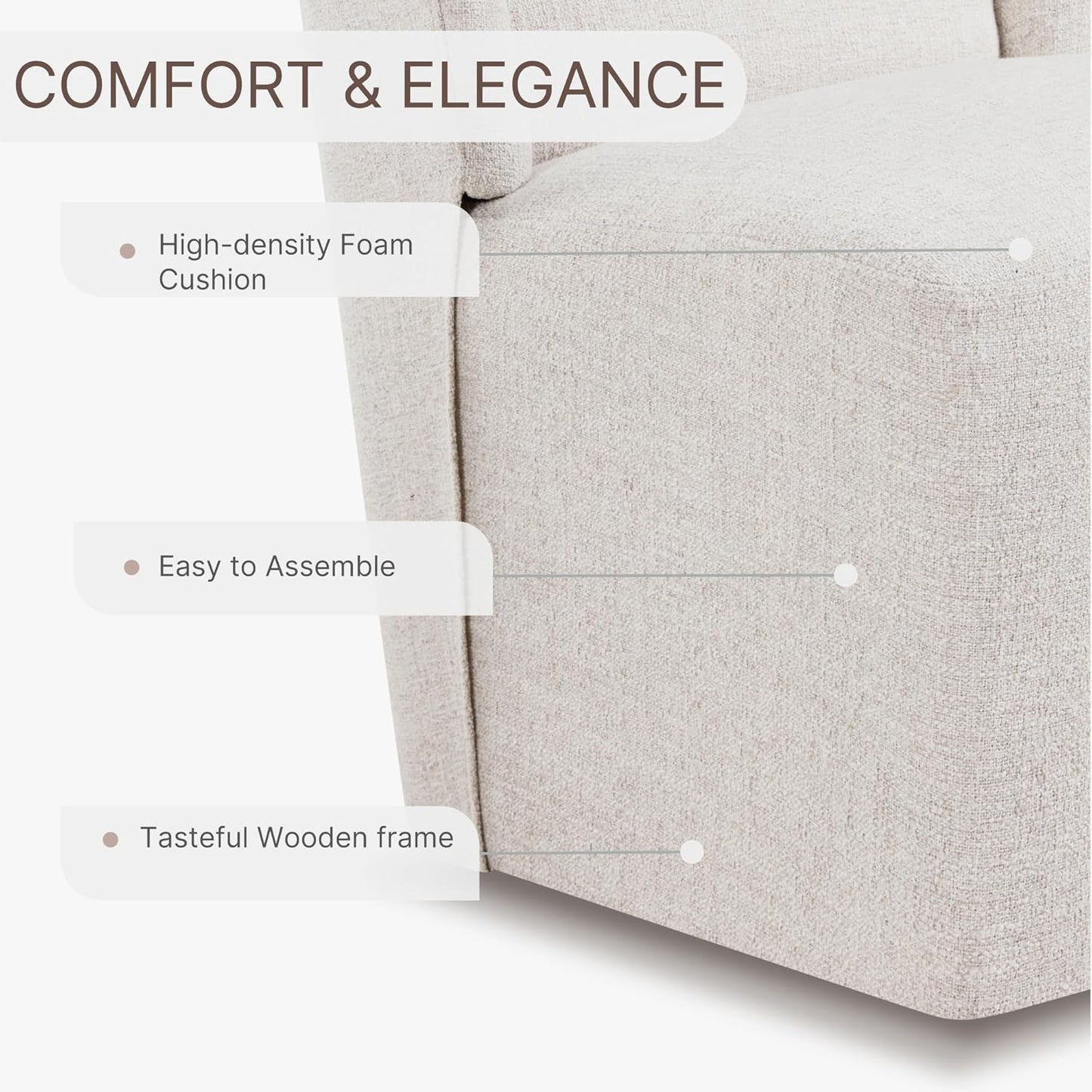 Upholstered Dining Chair with Casters Wingback Modern Side Armless Deskchair with Rollers for Diningroom Bedroom Livingroom Reading Room,Linen,2 Box