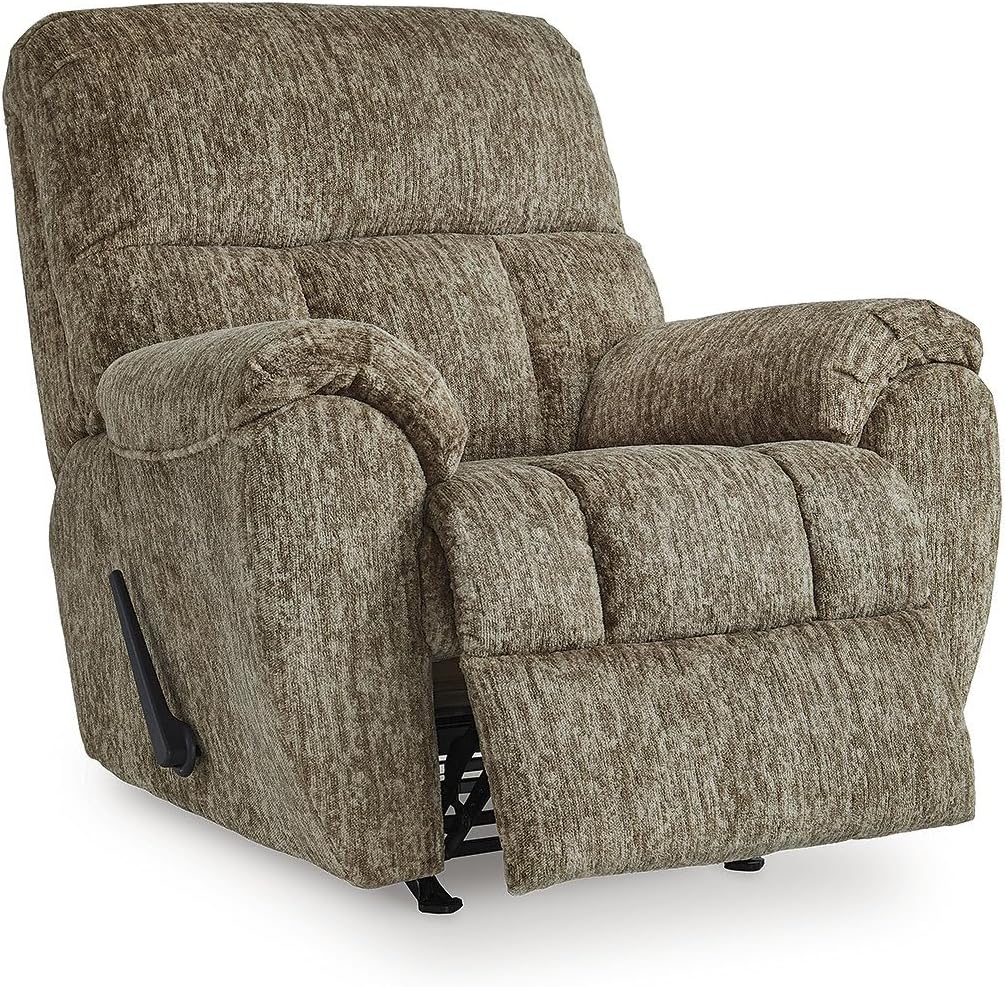 Signature Design by Ashley Rampant Casual Manual Rocker Recliner with Pillow-Top Arms, Light Brown