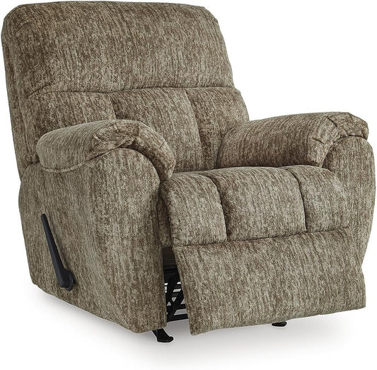 Signature Design by Ashley Rampant Casual Manual Rocker Recliner with Pillow-Top Arms, Light Brown