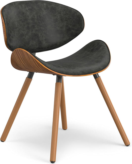 SIMPLIHOME Marana Dining Chair in Distressed Slate Grey Vegan Leather, 20.7 x 21.3 x 29.3 inches, Bentwood Backrest with Contoured Seat for Dining Room or Kitchen