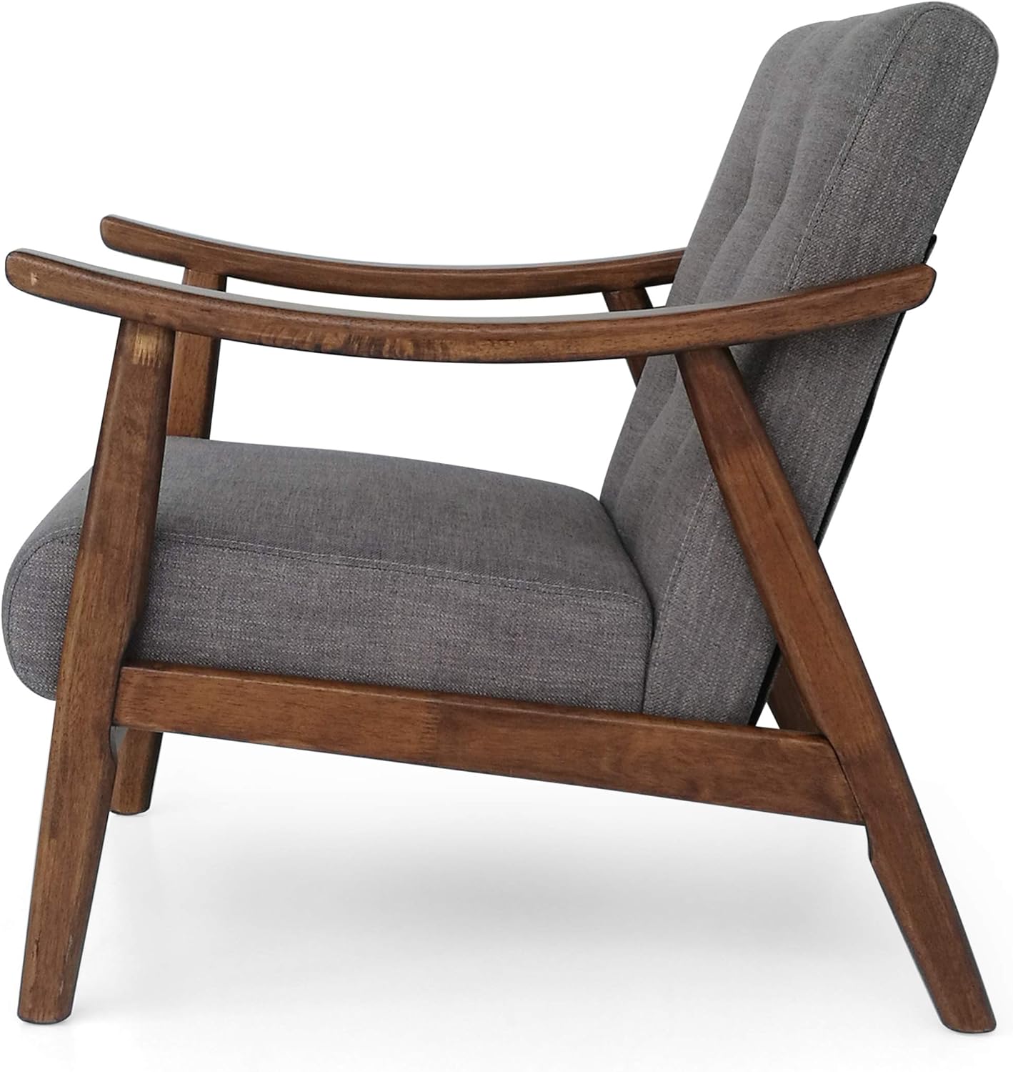 Ball & Cast Accent Chair Wide Armrest Mid-Century Lounge Living Room Chairs with Button Tufting,Wood Frame Seating Furniture for Bedroom,Apartment,Dark Gray