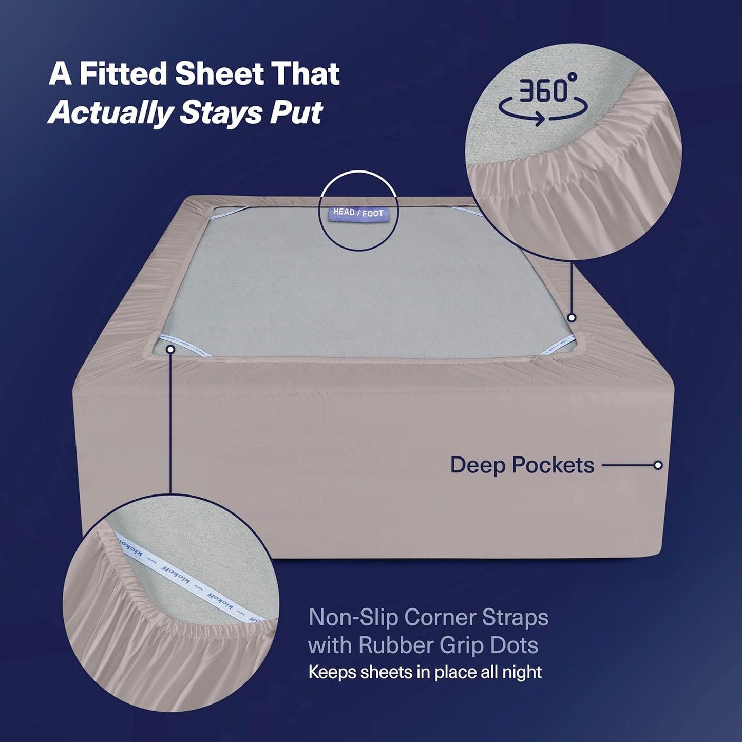 Kickoff Viscose Bamboo Sheets Full Size 4-pc 100% Organic Bamboo Viscose Bed Cooling Sheets Full Size Set Cool Bedding for hot Sleepers Sheet, Flat, Fitted, Pillowcases (Grey Mist, F)