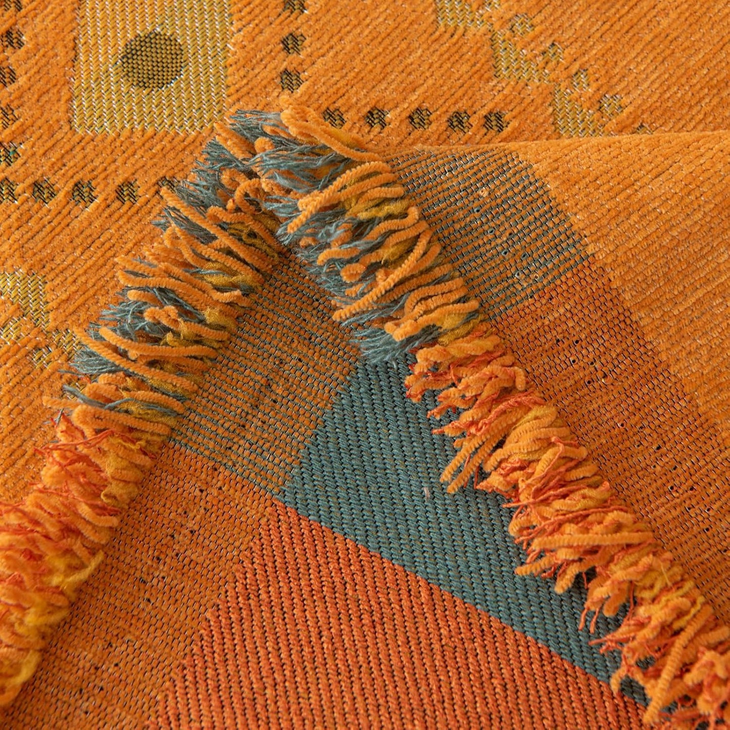 STACYPIK Soft Orange Sofa Cover, Boho Chenille Couch Cover for 2 Cushion Couch, Anti-Slip Jacquard Furniture Protector, Loveseat Cover for Sectional, Multi-use Sofa Slipcover Pet-Friendly-71X118IN