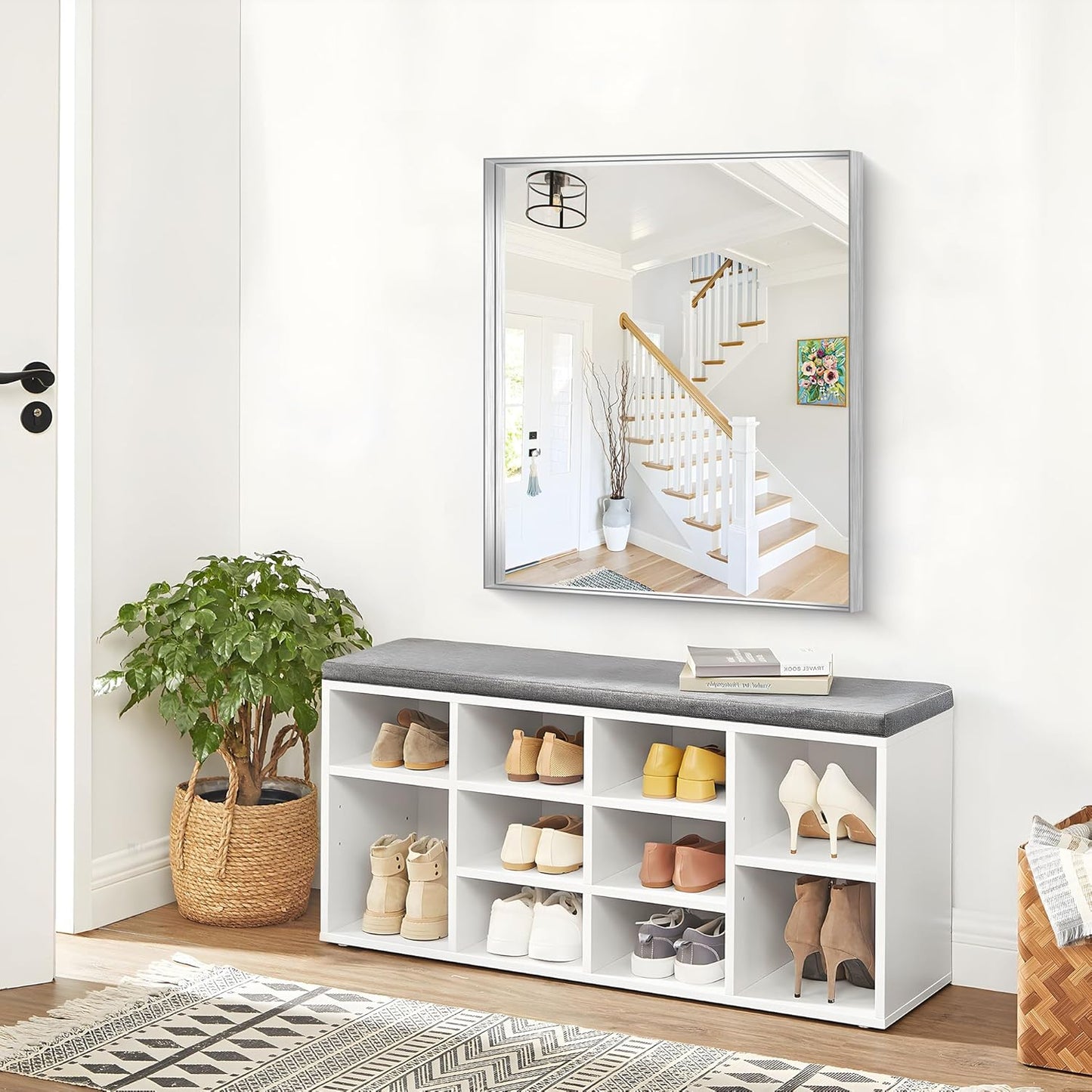 Silver Bathroom Mirror, 30x36 Inch Rectangular Framed Mirror, Large Wall Mounted Bathroom Vanity Mirror Over Sink for Bedroom,Restroom, Living Room, Hangs Vertically or Horizontally