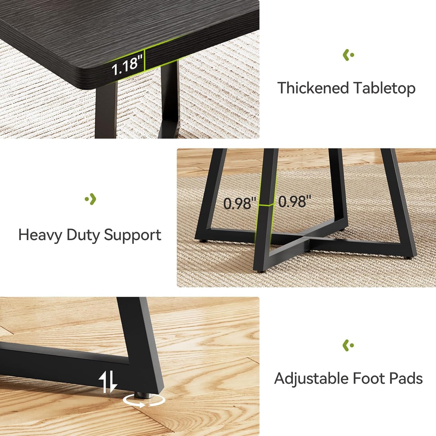 LITTLE TREE 31.5 Inches Small Dining Table for 4, Square Dinner Table for Small Space, Dining Room Tables, Black Wooden Kitchen Table with Metal Legs, Modern Leisure Cafe Table for Apartment