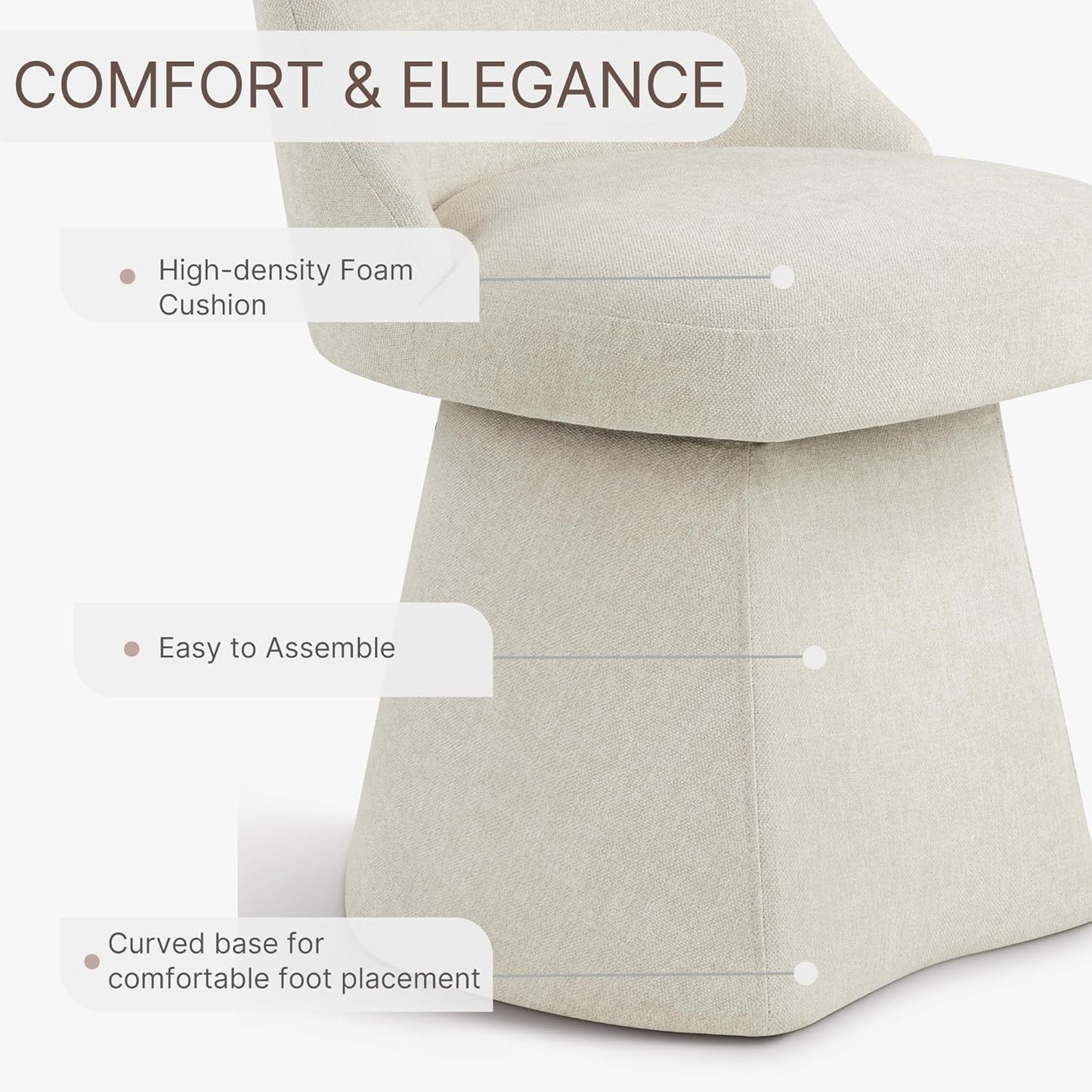 Swivel Dining Chair Mid Century Modern DeskChair High Back Upholstered Linen Fabric SideChair for Kitchen Diningroom Bedroom,Linen,1 Box