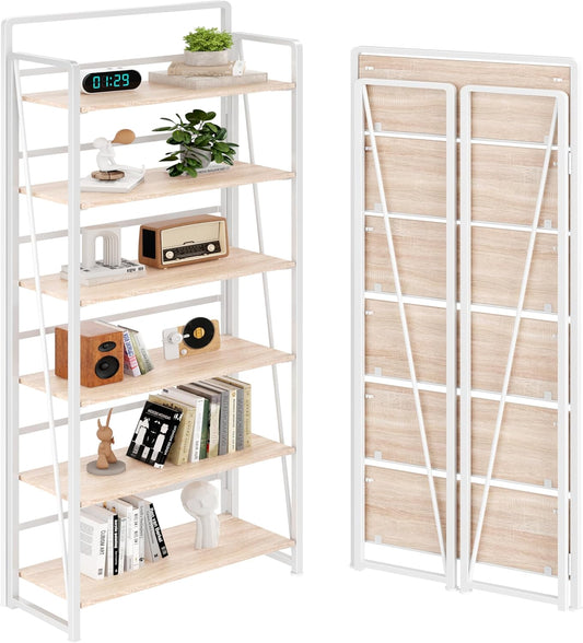 BHG No Assembly Folding Bookshelf for Living Room,Collapsible Book Shelf for Home Office, Portable Bookcase Storage Organizer Rack Shelves