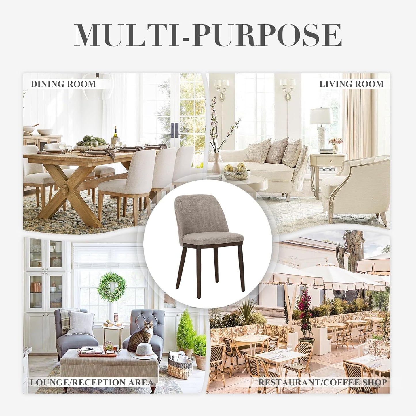 COLAMY Upholstered Dining Chairs Set of 2, Modern Kitchen Chairs with Back, Fabric Side Dining Room Chairs with Wood Legs for Kitchen Dining Room Restaurant, Camel