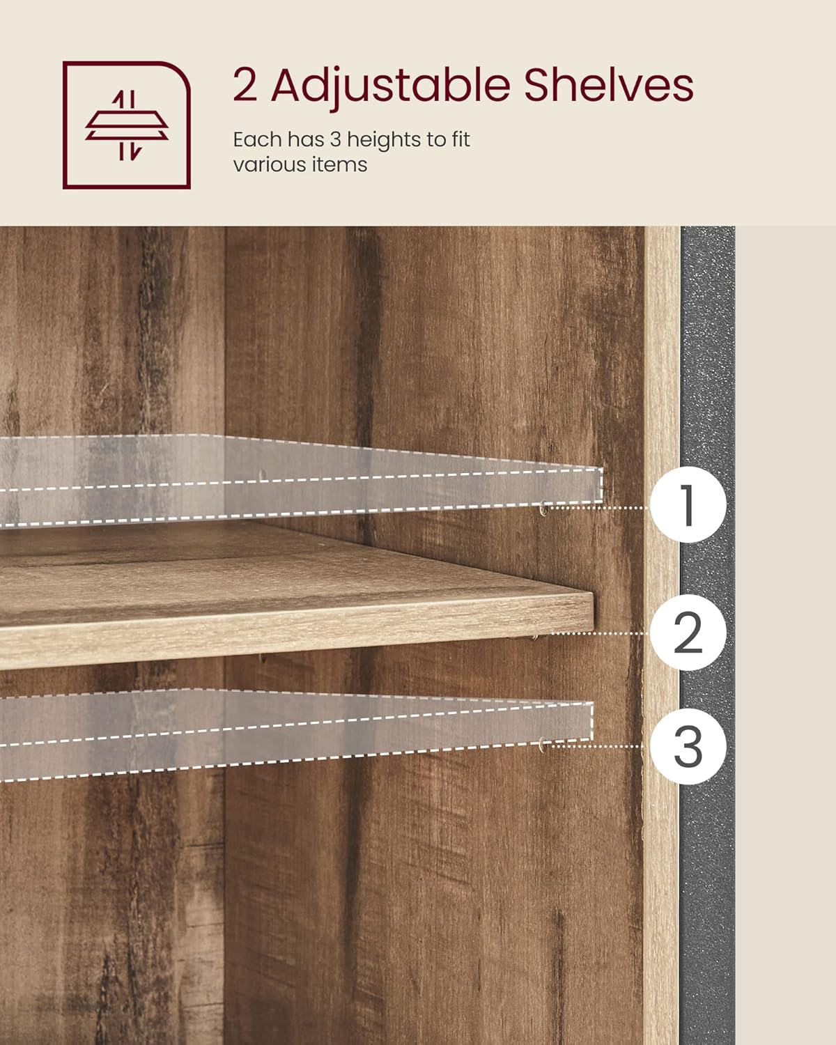 VASAGLE Buffet Cabinet, Coffee Bar Storage Cabinet, Sideboard with 1 Sliding Barn Door, Adjustable Shelves, 11.8 x 27.6 x 31.5 Inches, for Living Room, Camel Brown and Ink Black ULSC089B50