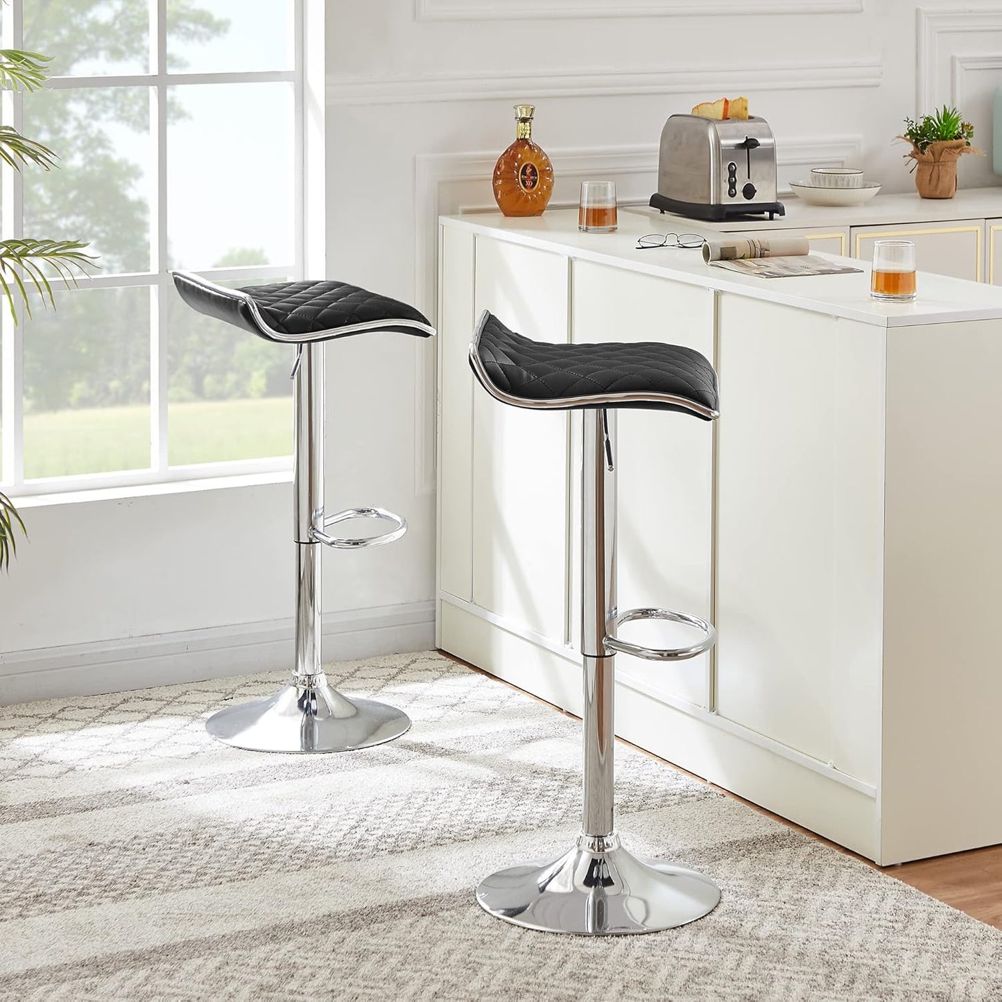 VECELO Bar Stools Set of 4, Adjustable Bar Stools, Bar Height Stools for Kitchen Counter