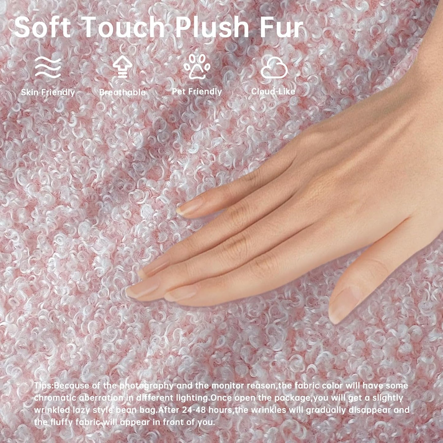 Bean Bag Chairs for Adults, BeanBag Reading Chair Memory Foam Couch 3-Seater, Floor Chair Soft Teddy Material, Comfy Reading Nook Chairs for Bedroom Living Room Office (Pink)