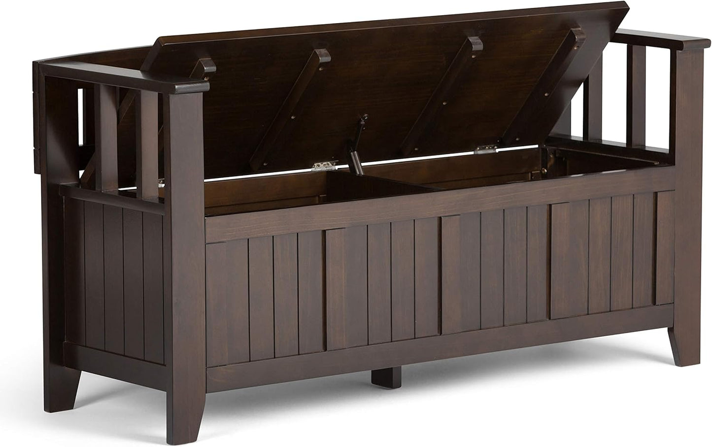 SIMPLIHOME Acadian Entryway Storage Bench - 48 inch Wide Solid Wood Hallway Seat in Brunette Brown, Transitional Bench for Entryway or Living Room with Lift-Up Lid and Spacious Storage