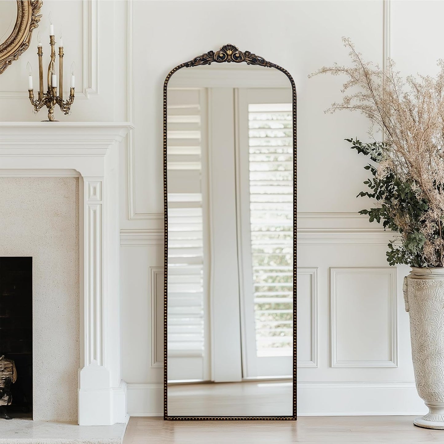 G-LEAF Vintage Baroque Mirror 22"X65", Victorian Antique Farmhouse Mirror with Gold Ornate Metal Frame for Fireplace Entryway Living Room Hallway Bathroom