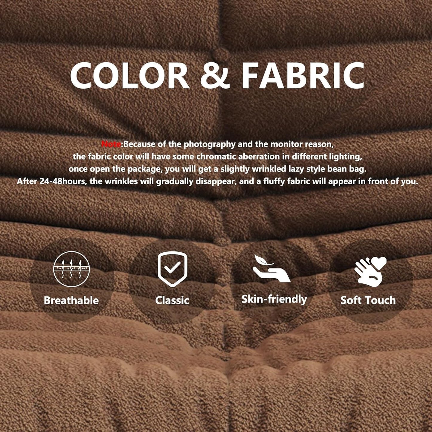 Bean Bag Chairs for Adults, BeanBag Reading Chair Memory Foam Couch 3-Seater, Floor Chair Soft Teddy Material, Comfy Reading Nook Chairs for Bedroom Living Room Office (Brown)