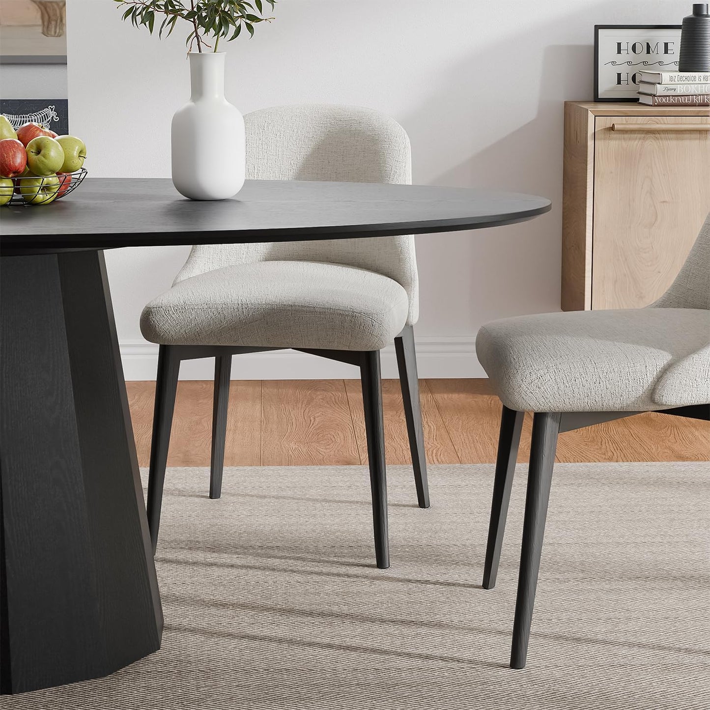 Casaphoria 67" Oval Dining Table, Modern Wood Kitchen Table with Cone Shaped Strip Polygonal Base for Living Room & Dining Room, Easy Assembly Farmhouse Furniture for 4-6, Black