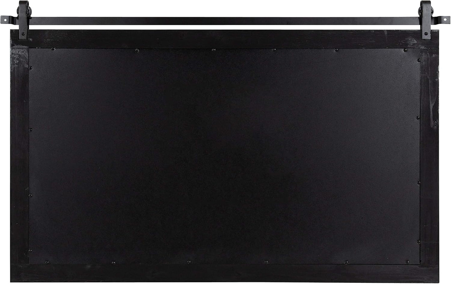 Kate and Laurel Cates Farmhouse Horizontal Wood Framed Wall Mirror, 40 x 26, Black, Barn Door-Inspired Rustic Mirrors for Wall