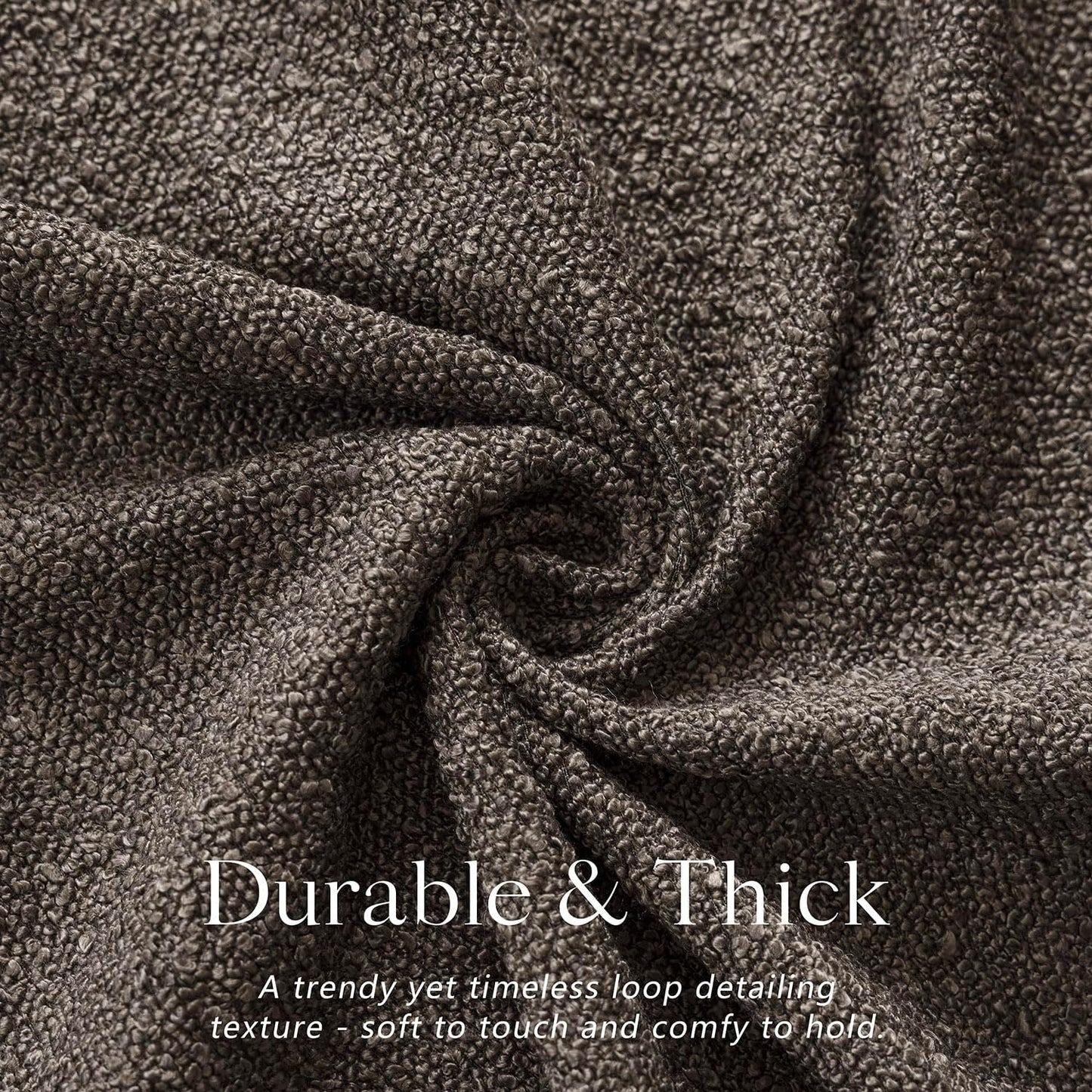 Foindtower Pack of 2 Textured Boucle Throw Pillow Covers Accent Solid Decorative Pillow Cases Cozy Woven Couch Cushion Case for Sofa Bedroom Living Room Home Decor, 18 x 18 Inch,Dark Brown