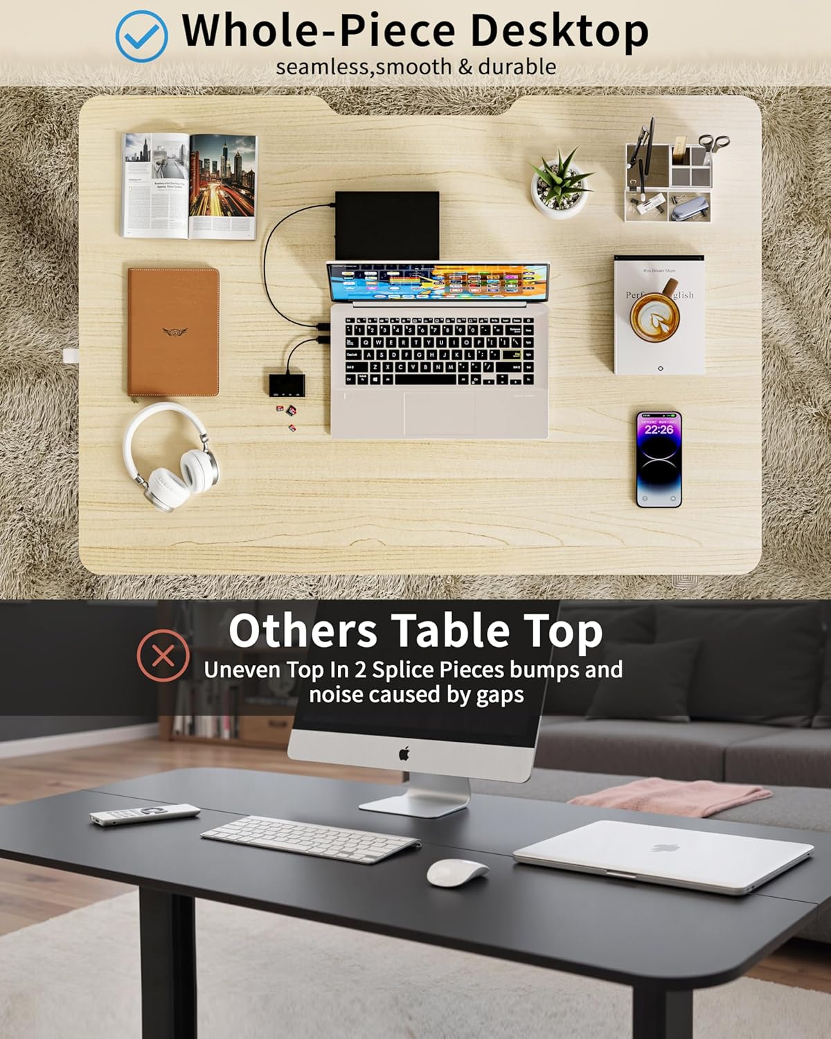 Okin Small Electric Standing Desk, 36" x 24" Whole Piece Height Adjustable Desk, Oak Sit to Stand Computer Workstation with Wheels for Home Office