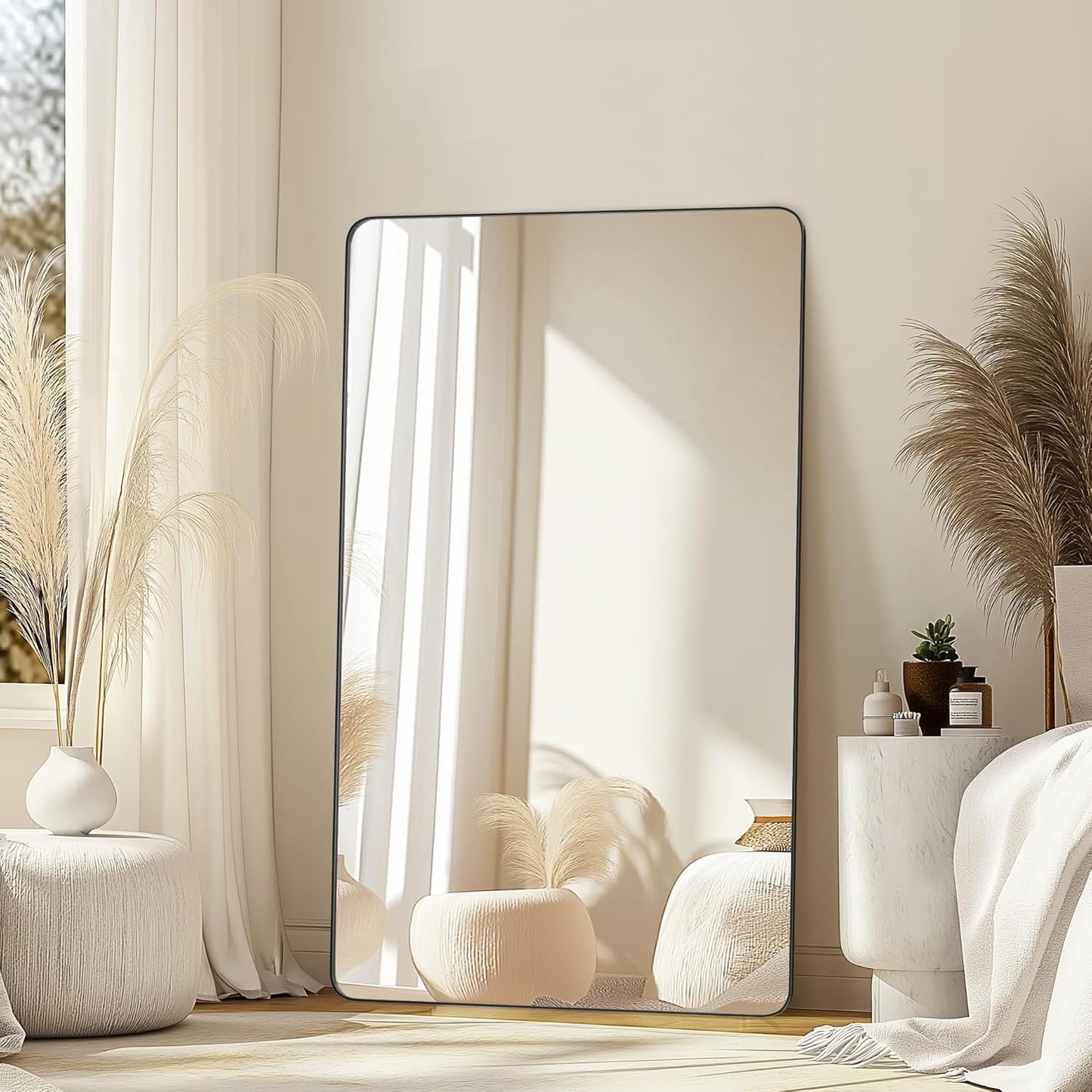 Delma Black Framed Bathroom Vanity Mirror for Over Sink, 50x30 Inch High-Definition Wall Mirror with Horizontal/Vertical Hanging, Durable Rust-Resistant Bathroom Mirror for Modern Decor (Black)